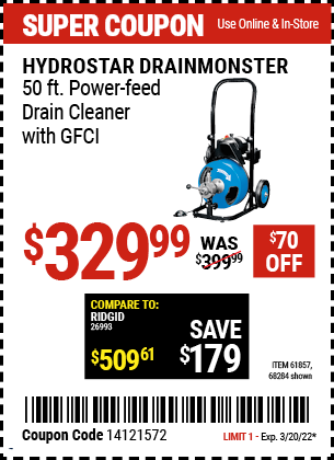 50 ft. Power-Feed Drain Cleaner with GFCI