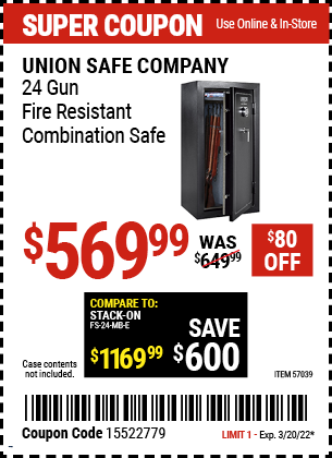 Union Safe 24 Gun Fire Resistant Safe