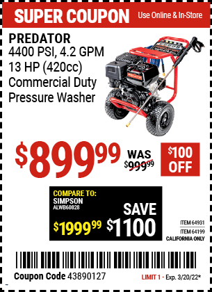 Predator: 4400 Pressure Washer