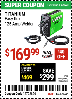 TITANIUM FLUX 125 AMP WELDER