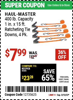 1INX15FT RATCHET TIE DOWN-4PC