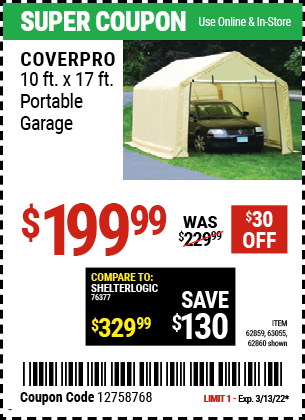 10FT X 17FT PORTABLE GARAGE