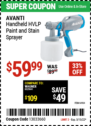 AVANTI HVLP HAND HELD SPRAY GUN