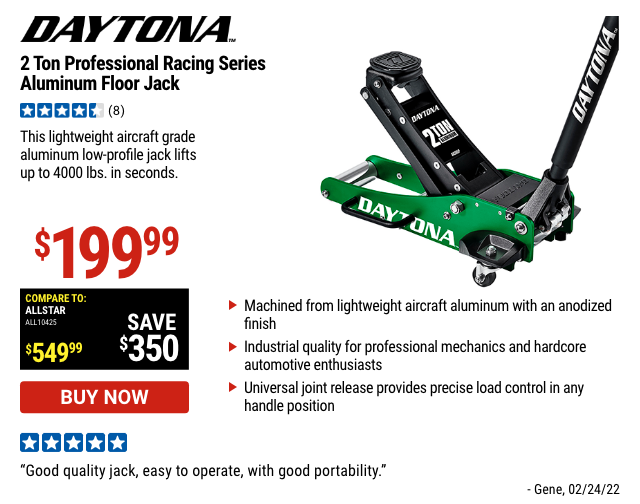 Daytona: 2 Ton Professional Racing Series Aluminum Floor Jack