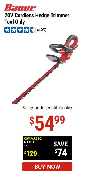 Bauer: 20V Cordless Hedge Trimmer