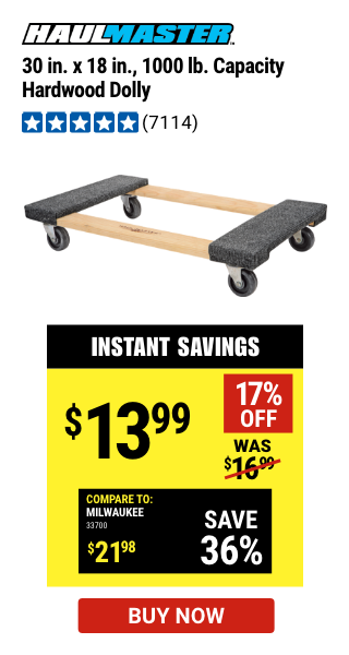 Haul Master 30 in x 18in 1000lb Capacity Hardwood Dolly