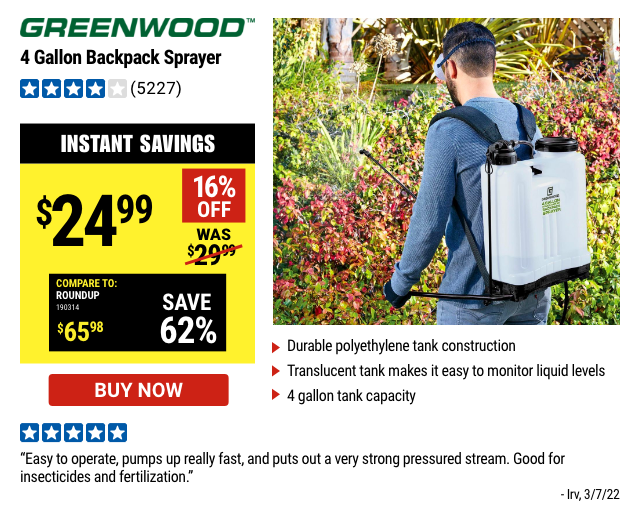 Greenwood 4 gallon Backpack Sprayer