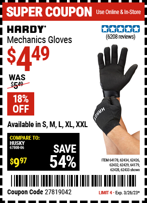 HARDY: Mechanics Gloves Large