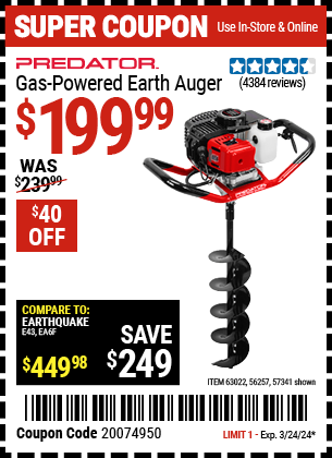 PREDATOR: Gas Powered Earth Auger