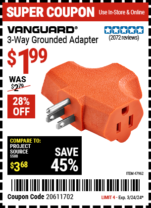 VANGUARD: 3-Way Grounded Adapter