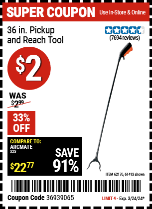 HFT: 36 in. Pickup and Reach Tool