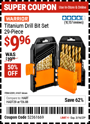WARRIOR: Titanium Drill Bit Set, 29 Piece