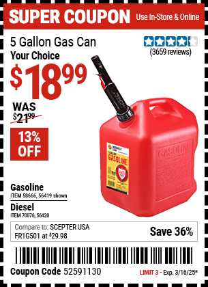 MIDWEST: CAN 5 Gallon Gas Can