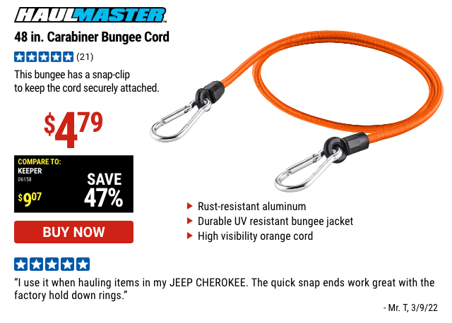 HAUL_MASTER: 48 In. Carabiner Bungee Cord