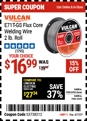 0 030 in E71T GS Flux Core Welding Wire 2 00 lb Roll