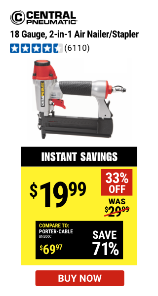 Central Pneumatic: 18 Gauge, 2 in 1 Air Nailer/Stapler