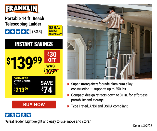 Franklin: Portable 14ft Telescoping Ladder