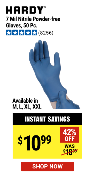 Hardy: 7 Mil Nitrile Powder-free Gloves, 50 pc.