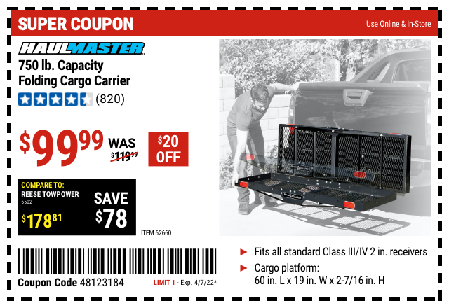 750 lb Capacity Folding Cargo Carrier