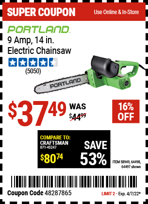 9 Amp 14 in Electric Chainsaw