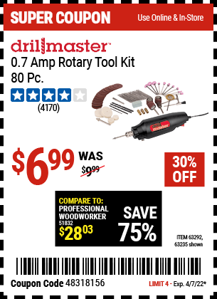 0 7 Amp Rotary Tool Kit 80 Pc