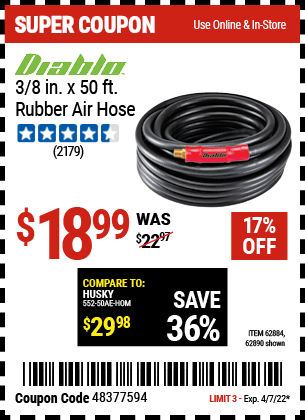 3 8 in x 50 ft Rubber Air Hose