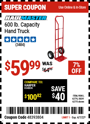 600lb Capacity Hand Truck