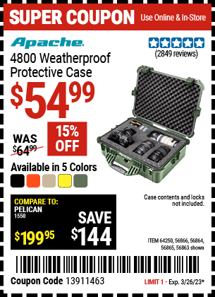 APACHE: 4800 Weatherproof Protective Case, X-Large, Green