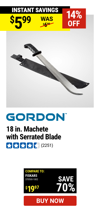 GORDON: 18 in. Machete with Serrated Blade