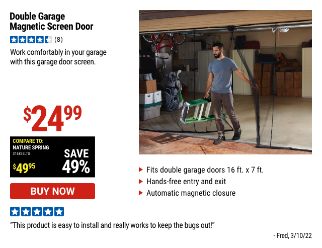 Double Garage Magnetic Screen Door