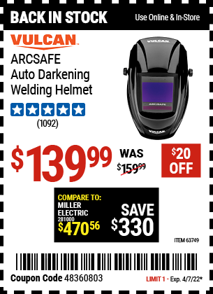 ARCSAFE Auto Darkening Welding Helmet