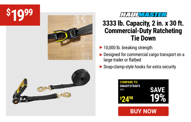3333 lb. Capacity 2 in. x 30 ft. Commercial Duty Ratcheting Tie Down