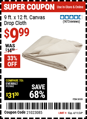 HFT: 9 x 12 Canvas Drop Cloth