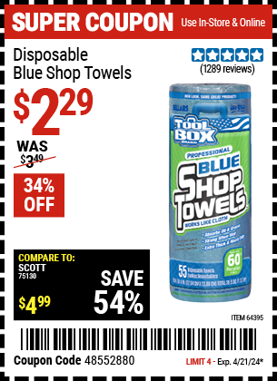 TOOLBOX: Disposable Blue Shop Towels