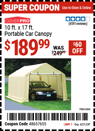 COVERPRO: 10 ft. x 17 ft. Portable Car Canopy