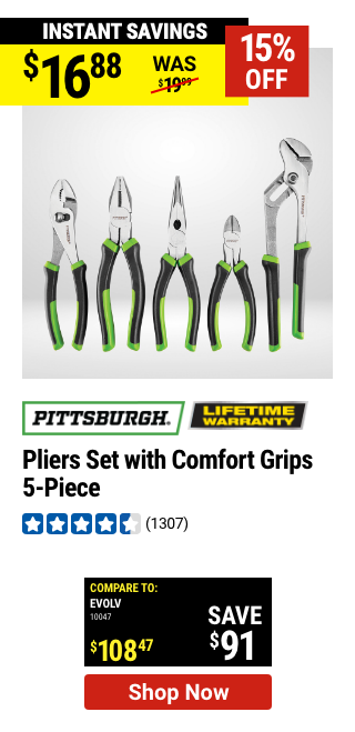 PITTSBURGH: Pliers Set with Comfort Grips, 5-Piece