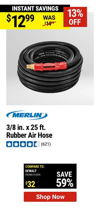 MERLIN: 3/8 in. x 25 ft. Rubber Air Hose