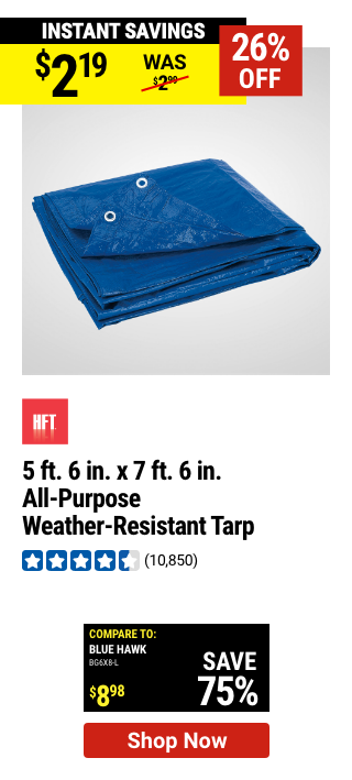 HFT: 5 ft. 6 in. x 7 ft. 6 in. Blue All-Purpose Weather-Resistant Tarp