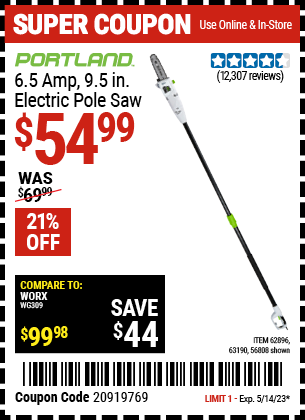 PORTLAND: 6.5 Amp 9.5 in. Electric Pole Saw