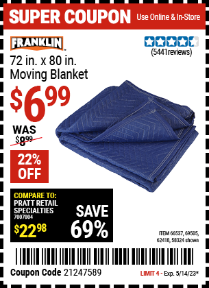 FRANKLIN: 72 in. x 80 in. Moving Blanket