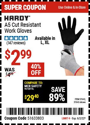 A5 Cut Resistant Work Gloves Large
