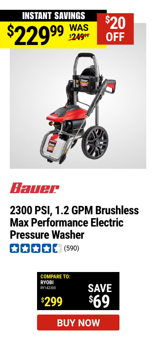 BAUER: 2300 PSI 1.2 GPM Brushless Max Performance Electric Pressure Washer