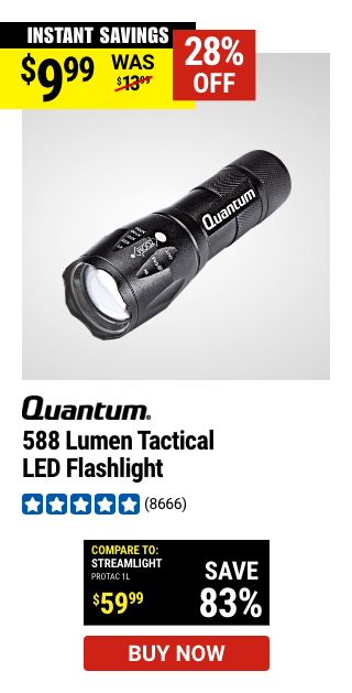 QUANTUM: 588 Lumen Tactical LED Flashlight, Black