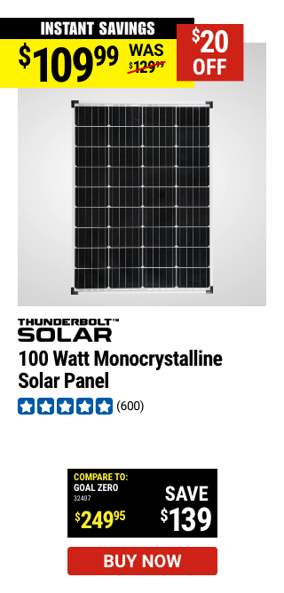 THUNDERBOLT SOLAR: 100 Watt Monocrystalline Solar Panel