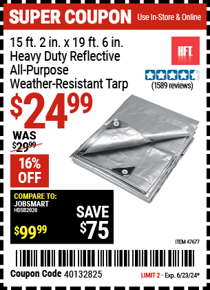 HFT: 15 ft. 2 in. x 19 ft. 6 in. Heavy Duty Reflective All-Purpose Weather-Resistant Tarp