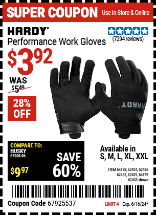 HARDY: Performance Work Gloves, Large