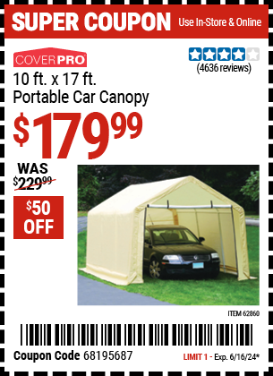 COVERPRO: 10 ft. x 17 ft. Portable Car Canopy
