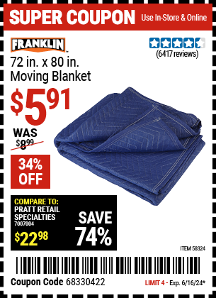 FRANKLIN: 72 in. x 80 in. Moving Blanket