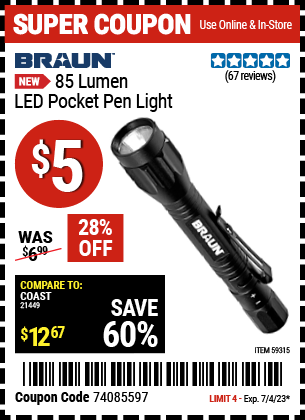 BRAUN: 85 Lumen LED Pocket Pen Light