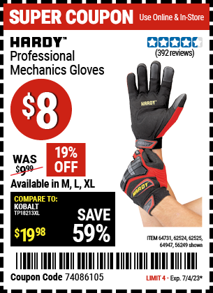 HARDY: Professional Mechanics Gloves, X-Large